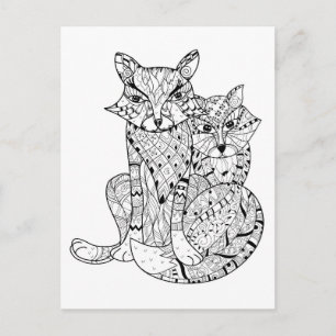 Cartão Postal Boho Fox Doodle