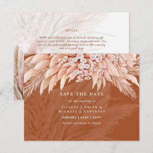 Cartão Postal BOHO Grama de Pampas Floral Casamento Salve a Data