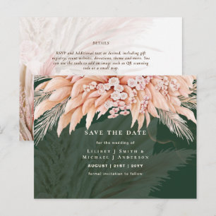 Cartão Postal BOHO Grama de Pampas Floral Casamento Salve a Data