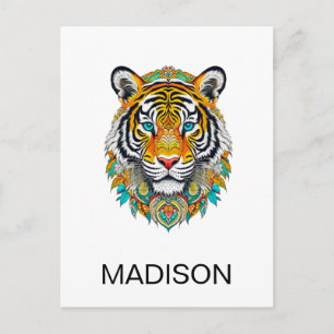Cartão Postal Boho Hippie Floral Personalizado Ano do Tigre