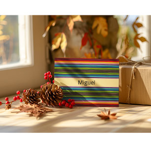 Cartão Postal Boho Mexicano Listras Serape Nome Personalizado