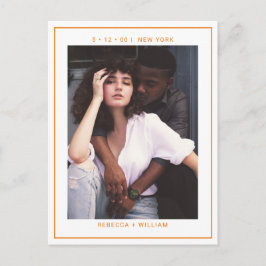 Cartão Postal Boho Orange Photo Wedding Save the Date Invitation