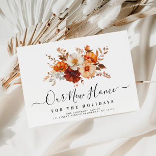 Cartão Postal Boho outono floral Novo endereço