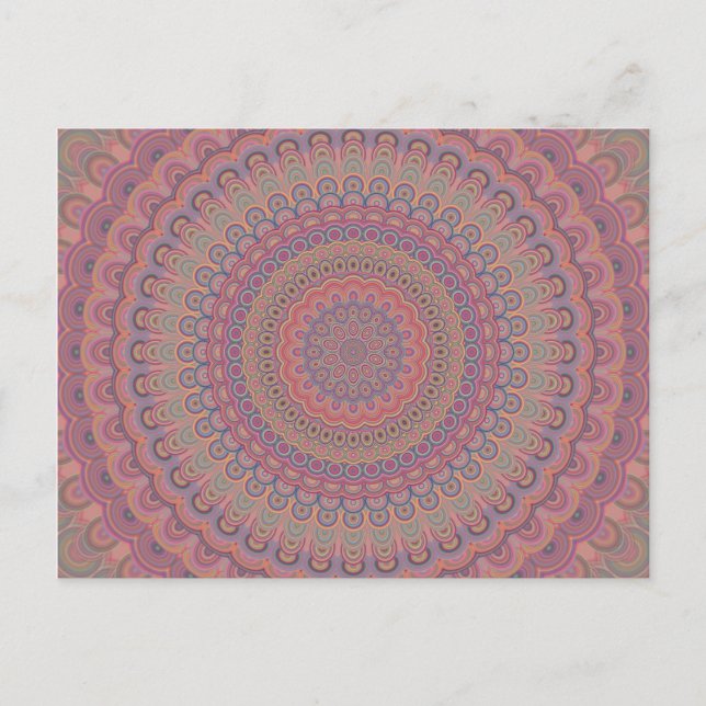 Cartão Postal Boho oval mandala (Frente)