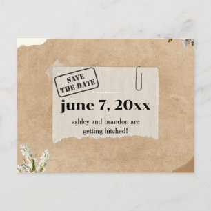Cartão Postal Boho Papel Kraft Floral SALVE O DIA 
