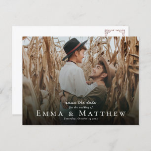 Cartão Postal Boho Photo Save the Date with Marroquino Brown Azu