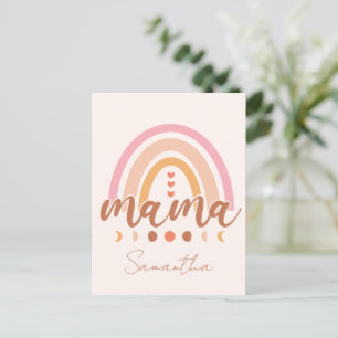 Cartão Postal Boho Rainbow Mama com Fases da Lua