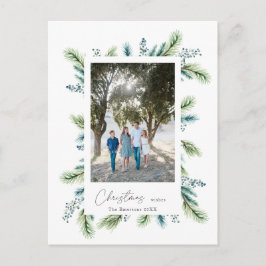 Cartão Postal Boho Spruce e Fir desejam o Natal do orçamento