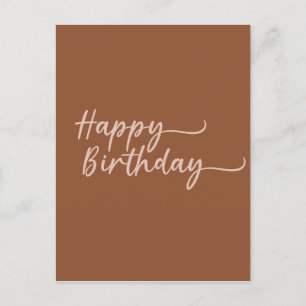 Cartão Postal Boho Summer Brown Terracotta Trendy Happy Birthday