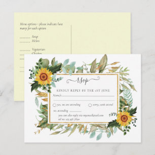 Cartão Postal Boho Sunflower Sage Greenery Casamento