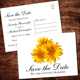Cartão Postal Boho Sunflower Wedding Floral Salvar Data