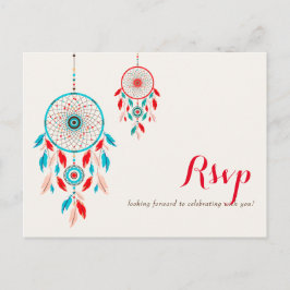 Cartão Postal Boho Tribal Feather Dreamcatcher Weding