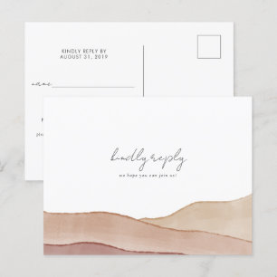 Cartão Postal Boho Watercolor Abstrato Wedding RSVP
