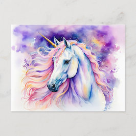 Cartão Postal Boho Watercolor Elegant Unicorn