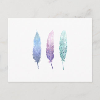Cartão Postal Boho Watercolor Feather Trio