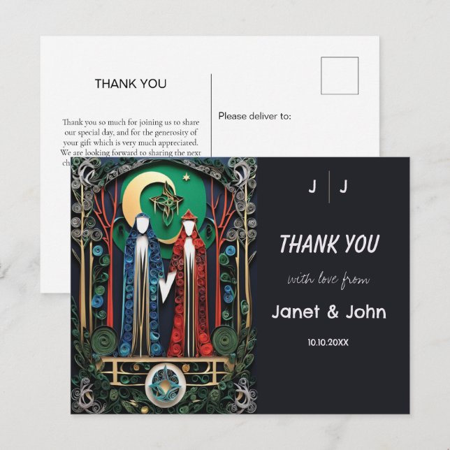 Cartão Postal Boho Wedding Obrigado (Frente/Verso)