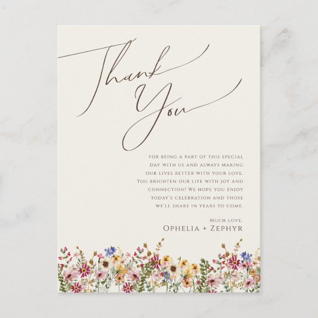 Cartão Postal Boho Wildflower Beige Meadow Mesa (Frente)