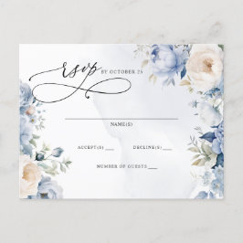 Cartão Postal Boi Dusty Blue Floral Casamento RSVP