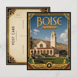 Cartão Postal Boise Idaho Arte Deco Vintage Era de Ouro