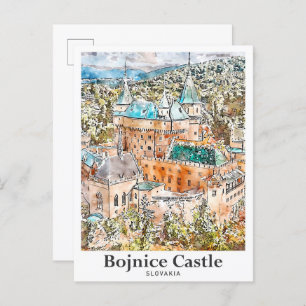Cartão Postal Bojnice Castle Eslovênia Viagem Watercolor Sketch