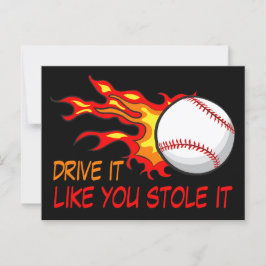 Cartão Postal Bola de Baseball em Chamas com Cotação Engraçada