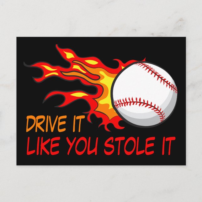 Cartão Postal Bola de Baseball em Chamas com Cotação Engraçada (Frente)