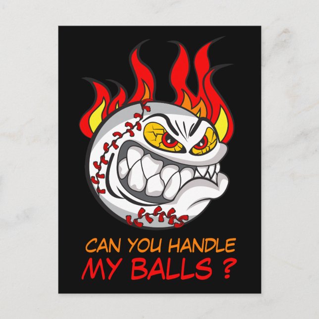 Cartão Postal Bola de Baseball Irritada com Citação, Engraçada (Frente)