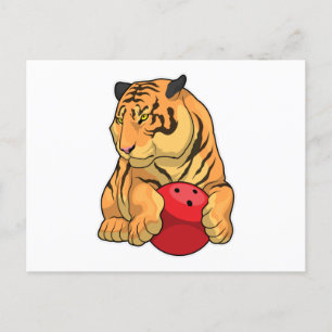 Cartão Postal Bola de boliche Tiger Bowling