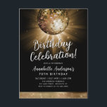 Cartão Postal Bola de Disco do Partido Dourado Negro dos anos 70<br><div class="desc">Chamada de Disco do Partido Moderno Glam Black Glitter Sparkle 70s em Qualquer Idade Aniversário</div>