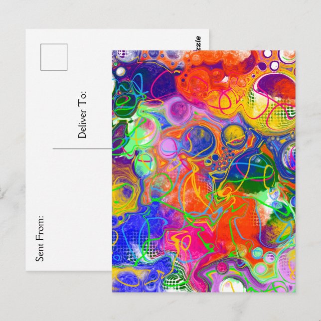 Cartão Postal Bola de Disco Eletricidade Arte Fluida (Frente/Verso)