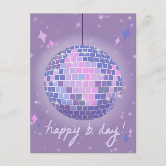 Cartão Postal Bola de discoteca Boogie Woogie de aniversário  (Frente)