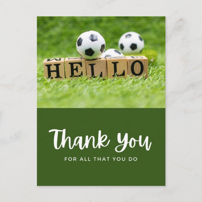 Cartão Postal Bola de futebol com agradecimento por tudo o que v (Frente)