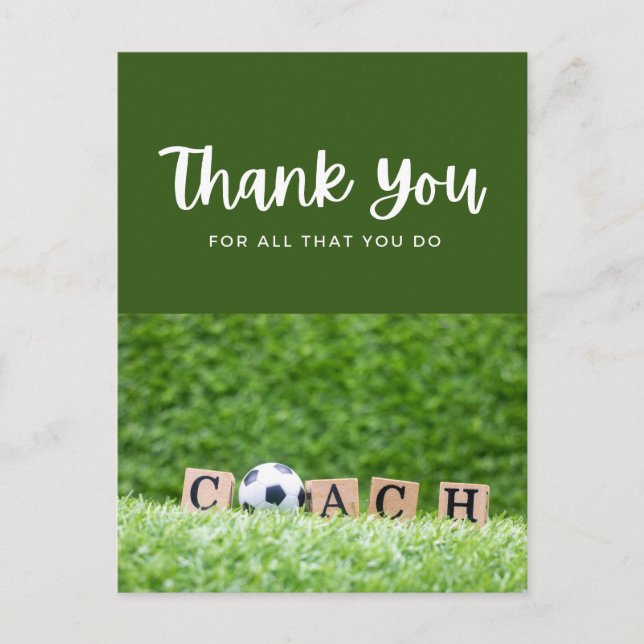 Cartão Postal Bola de futebol com obrigado tudo o que você faz e (Frente)