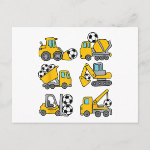 Cartão Postal Bola de Futebol Crianças Futebol Caminhões de Cons