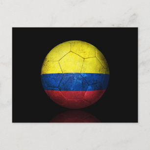 Cartão Postal Bola de Futebol de Bandeira Colombiana vestida