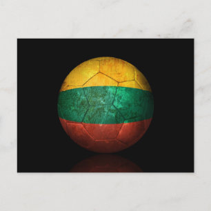Cartão Postal Bola de Futebol de Bandeira da Lituânia vestida