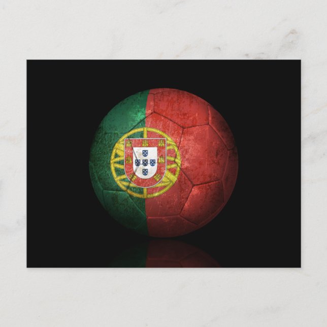 Cartão Postal Bola de Futebol de Bandeira Portuguesa vestida (Frente)