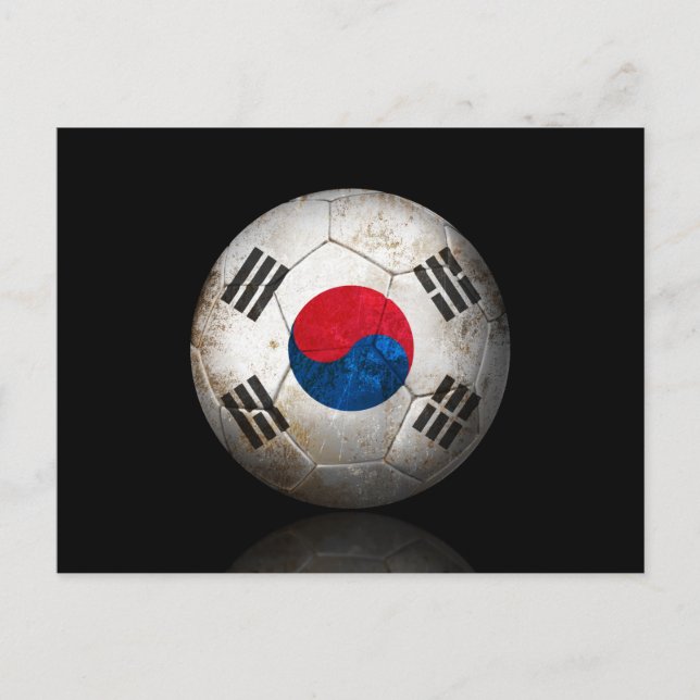 Cartão Postal Bola de Futebol de Bandeira Sul-Coreana vestida (Frente)