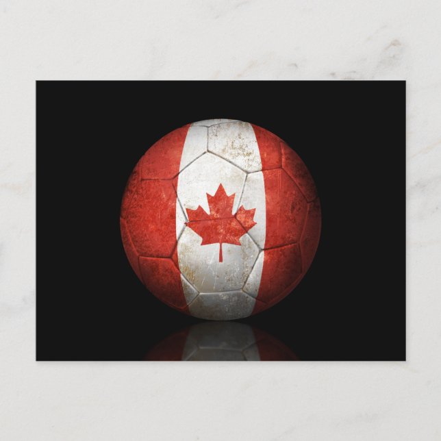 Cartão Postal Bola de Futebol de Bandeira vestida no Canadá (Frente)