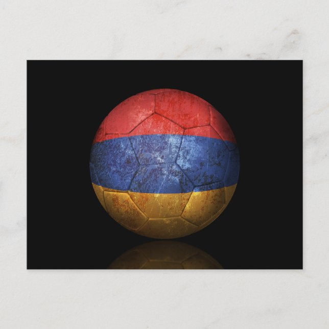 Cartão Postal Bola de Futebol vestida da bandeira armênia (Frente)