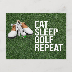 Cartão Postal Bola de golfe comer dormir golfe repetir no gramad