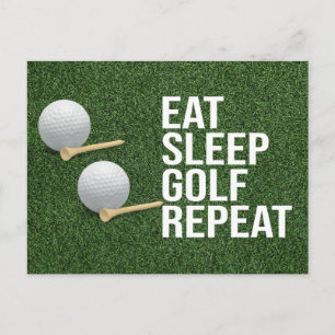 Cartão Postal Bola de golfe comer dormir golfe repetir no gramad