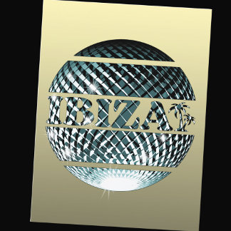 Cartão Postal Bola de Ibiza Disco em azul de platina