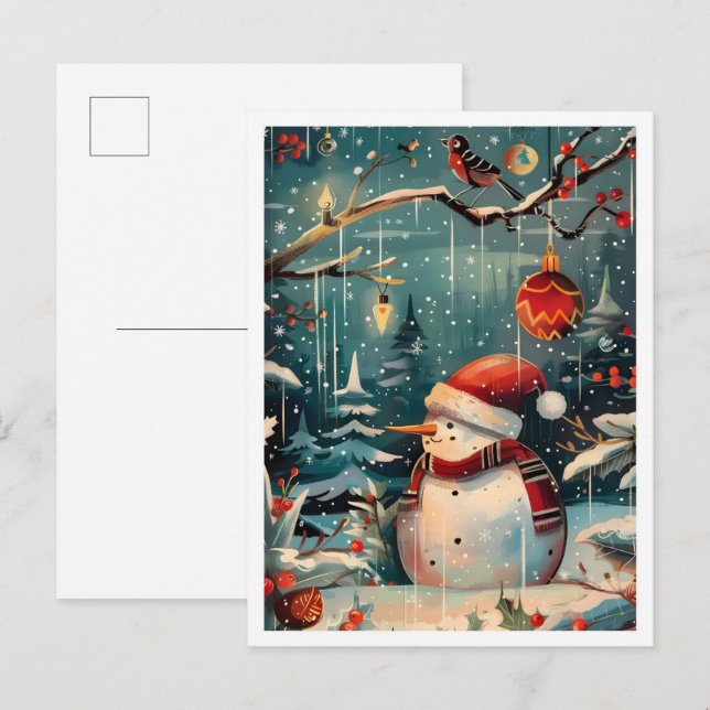 Cartão Postal Bola de Neve Feliz Natal (Frente/Verso)