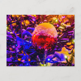 Cartão Postal Bola de Ornamento Vermelho, Boné de Neve