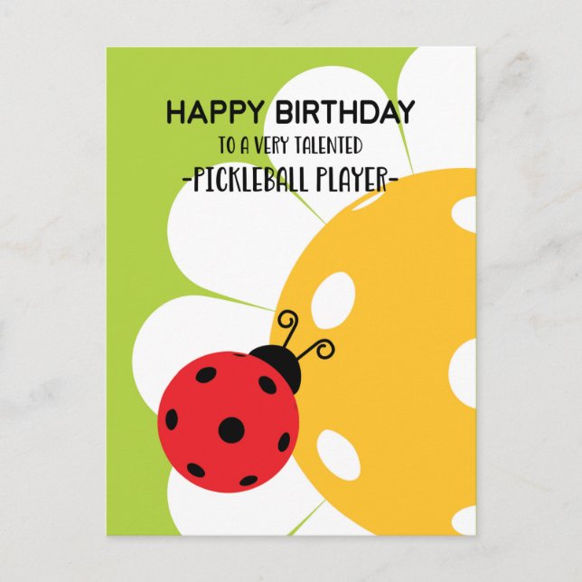 Cartão Postal Bola de Pickleball Feliz Aniversário Gelado Verde  (Frente)