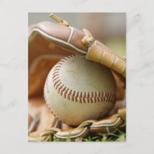 Cartão Postal Bola e Luva de Baseball