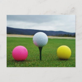 Cartão Postal Bolas de Golfe Coloridas, tenda de montanha