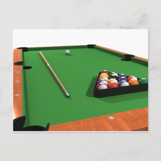 Cartão Postal Bolas de piscina na Mesa de placas de feltro Verde (Frente)