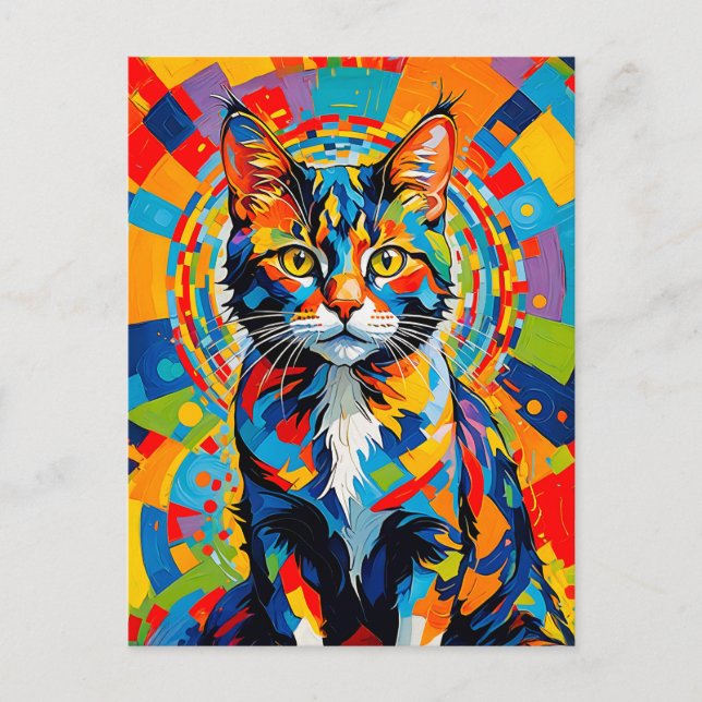 Cartão Postal Bold Abstrato Cat Art (Frente)